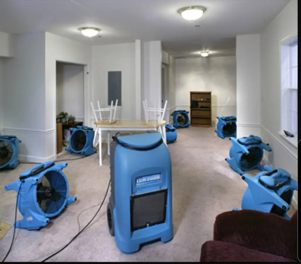 Air movers and dehumidifier setup for Water Extraction & Removal in Algonquin
