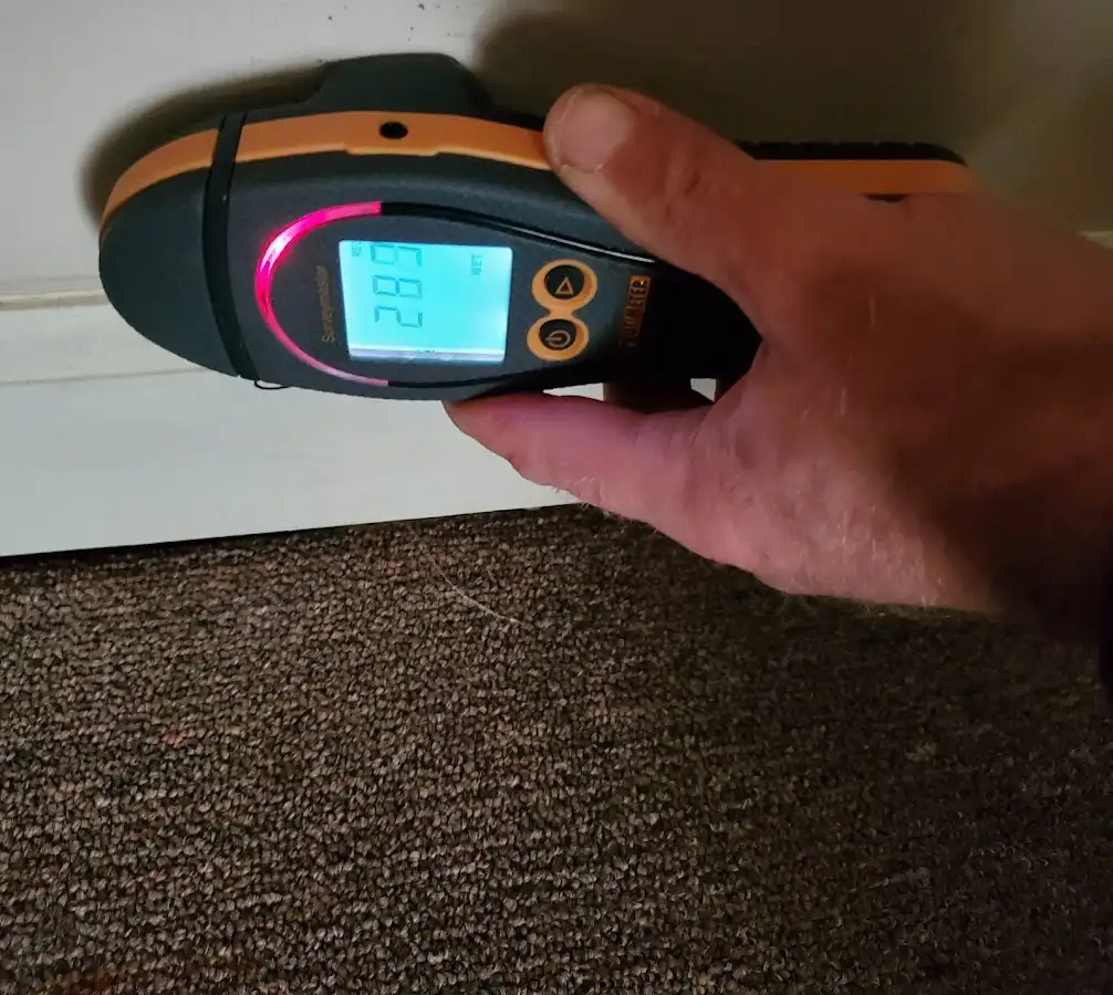 Moisture detection at baseboard during Storm Damage Restoration in Algonquin